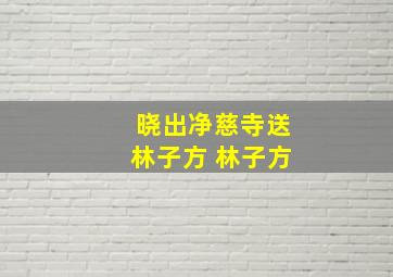 晓出净慈寺送林子方 林子方